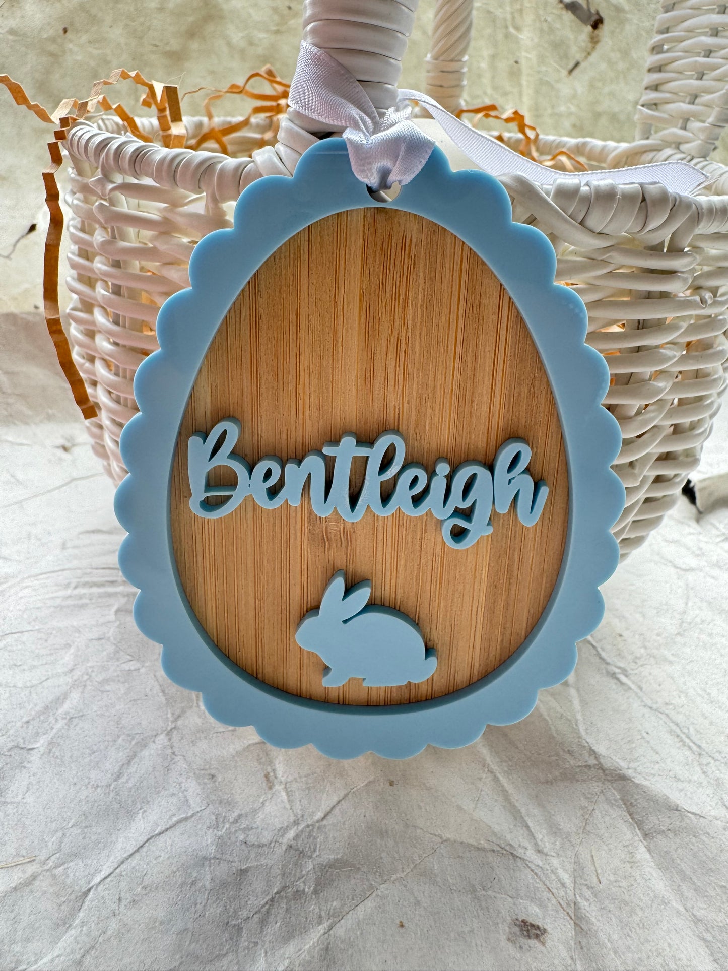 Scalloped Bunny Easter Basket Tag