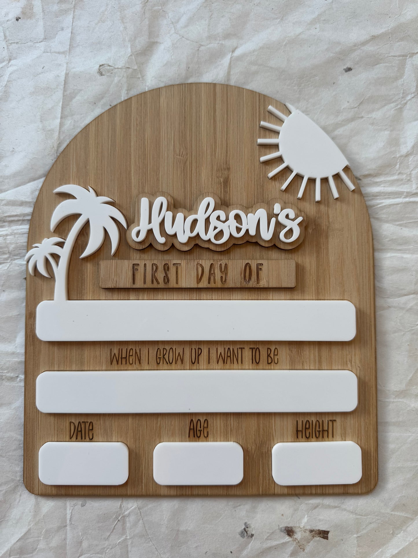 Interchangeable First and Last Day Board - Beach Design
