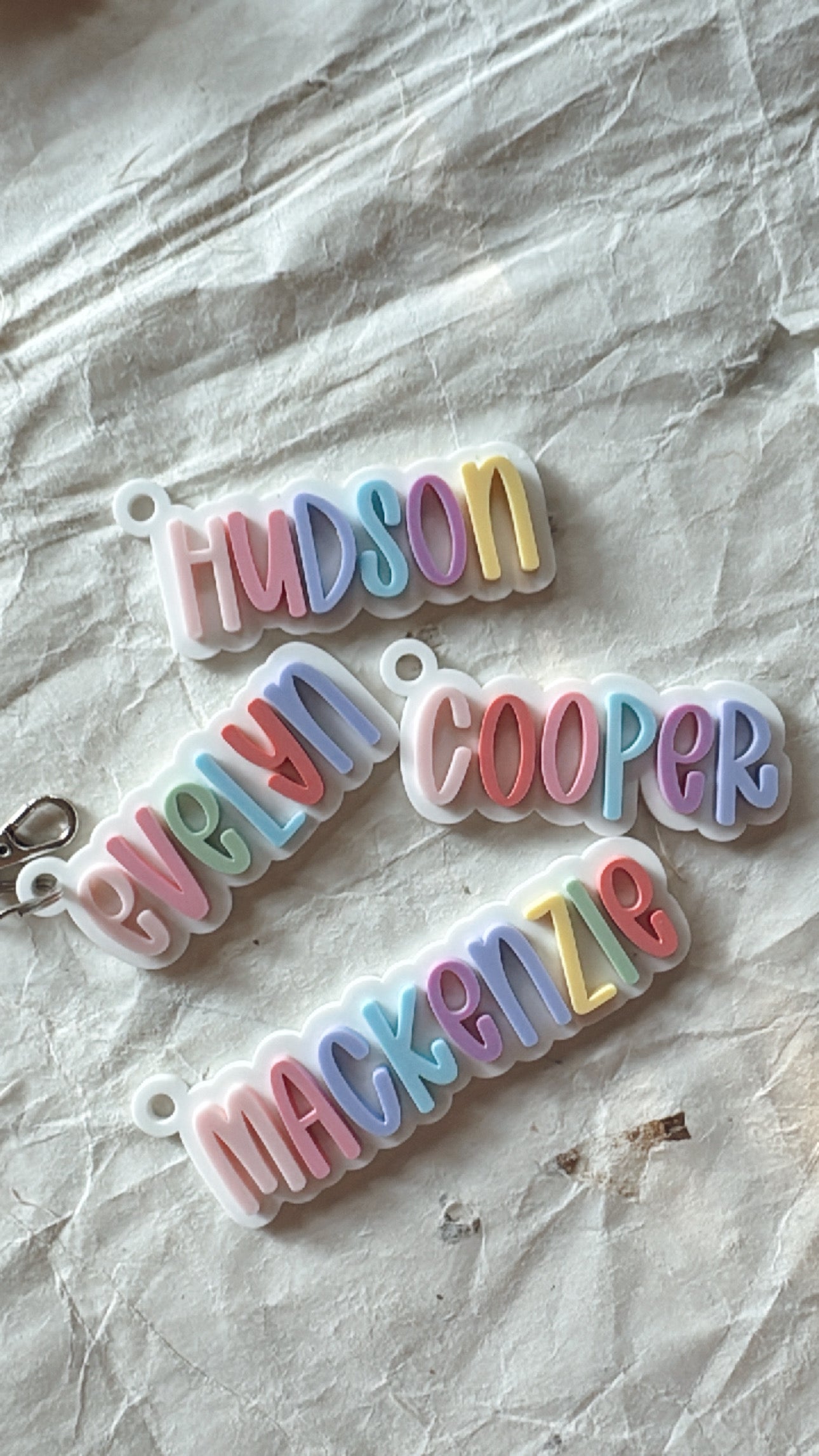 3D Pastel Name Keyring