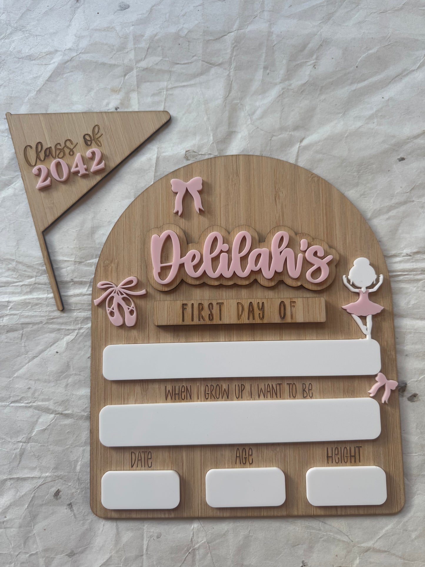 Interchangeable First and Last Day Board - Ballerina Design