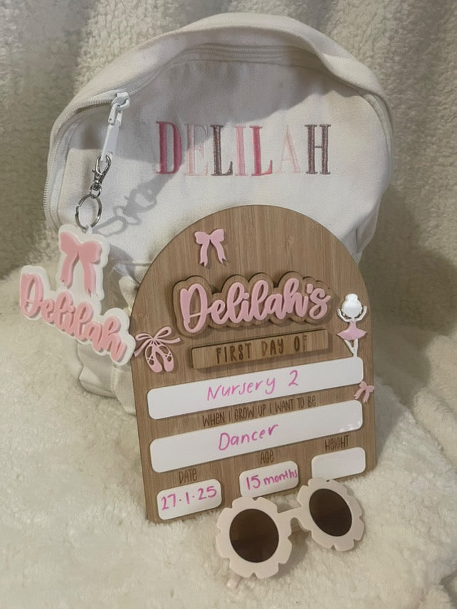 Interchangeable First and Last Day Board - Ballerina Design