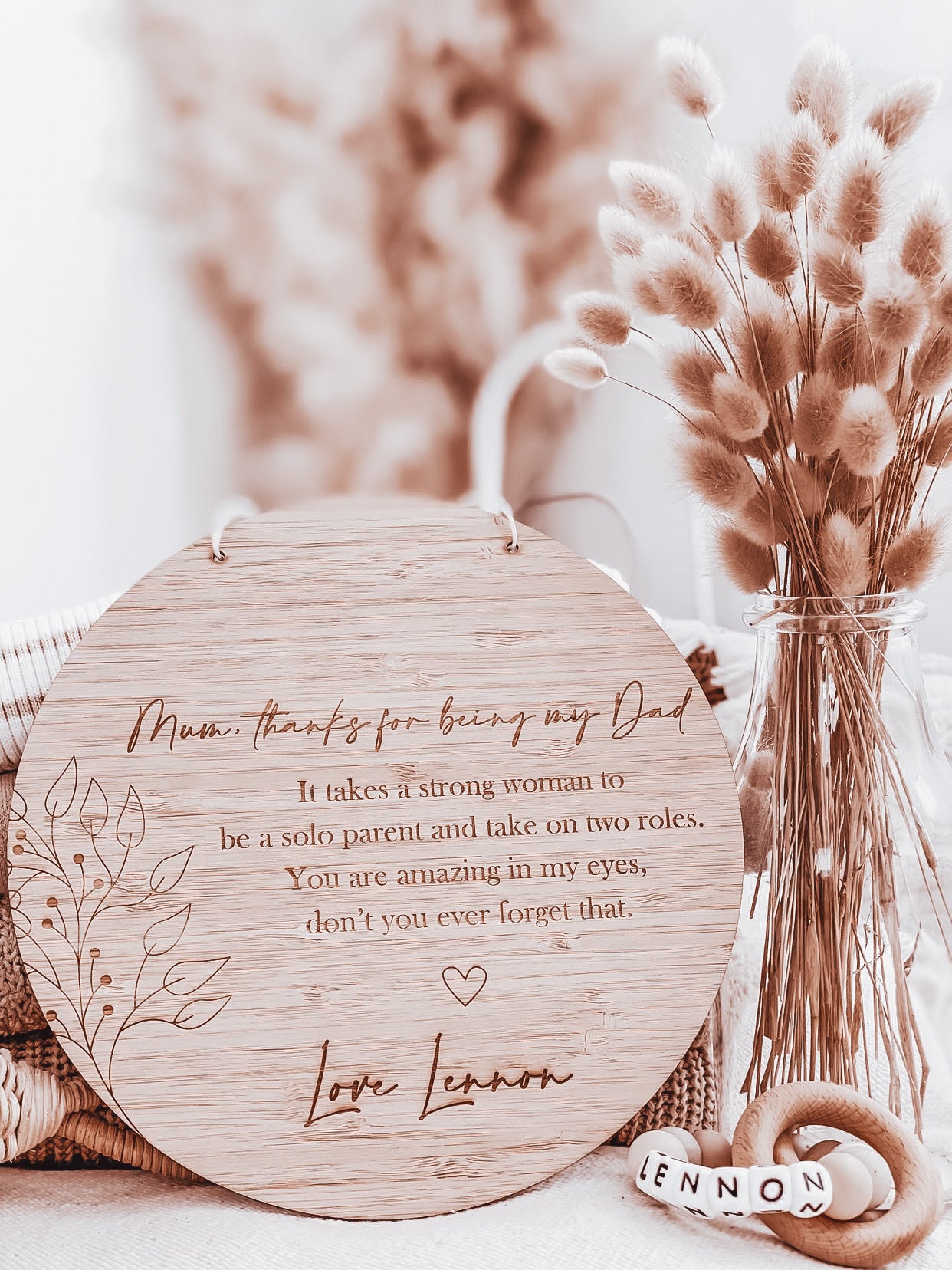 Mum, thanks for being my dad plaque