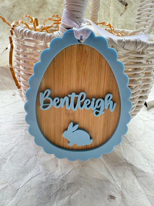 Scalloped Bunny  Easter Basket Tag