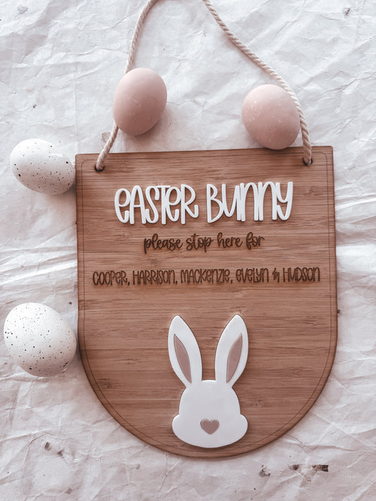 Easter Bunny Stop Here - Bunny and Hearts