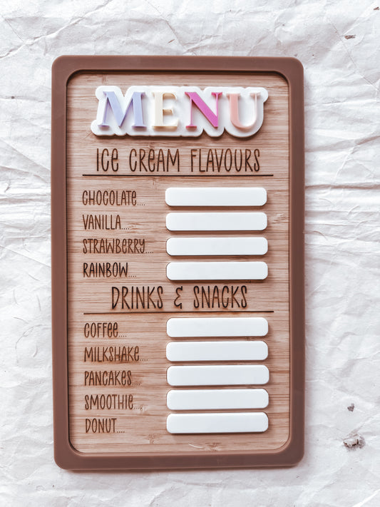 Ice Cream Menu
