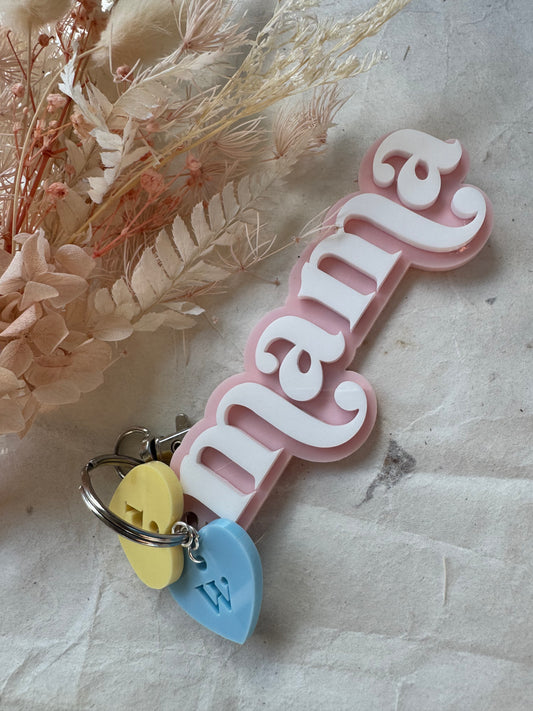 Mama keyring with hearts