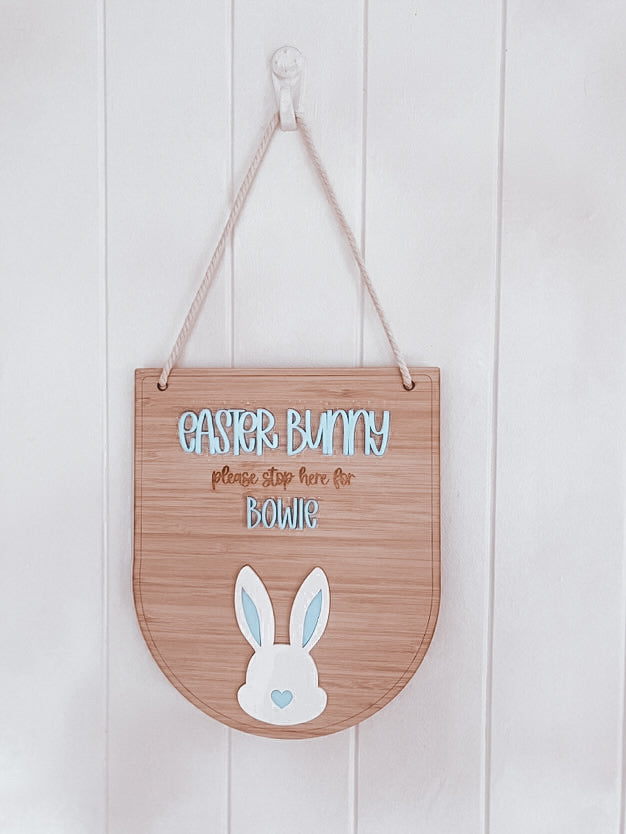 Easter Bunny Stop Here - Bunny and Hearts