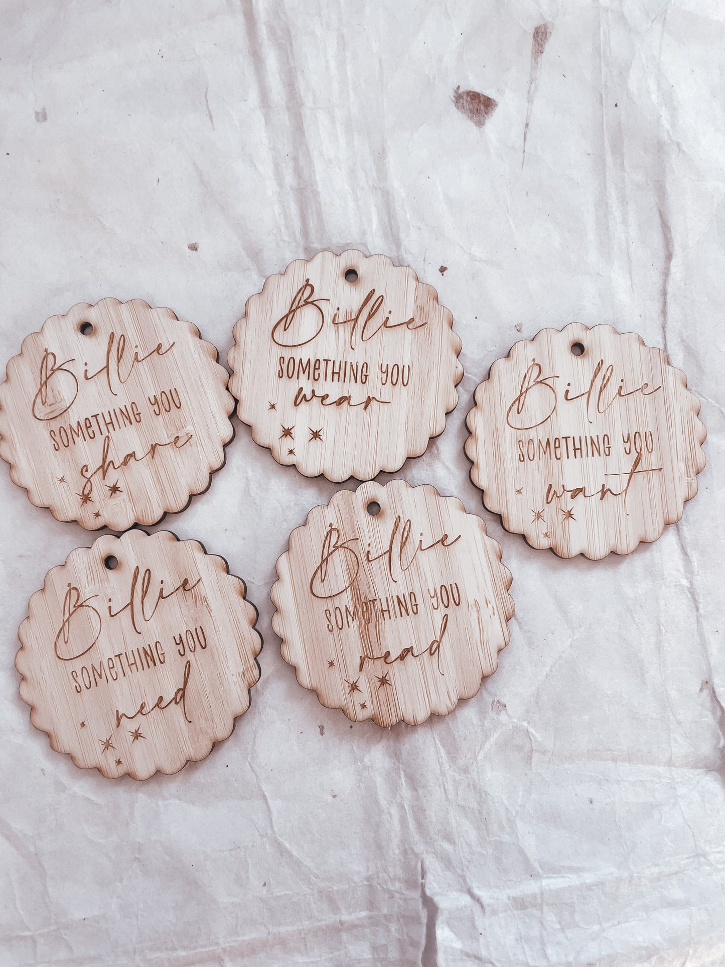Scalloped Mindfulness Christmas Tags