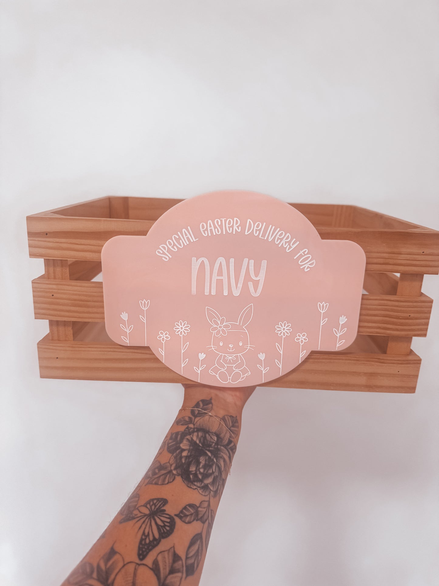 Scandinavian Bunny and Flowers Easter Crate