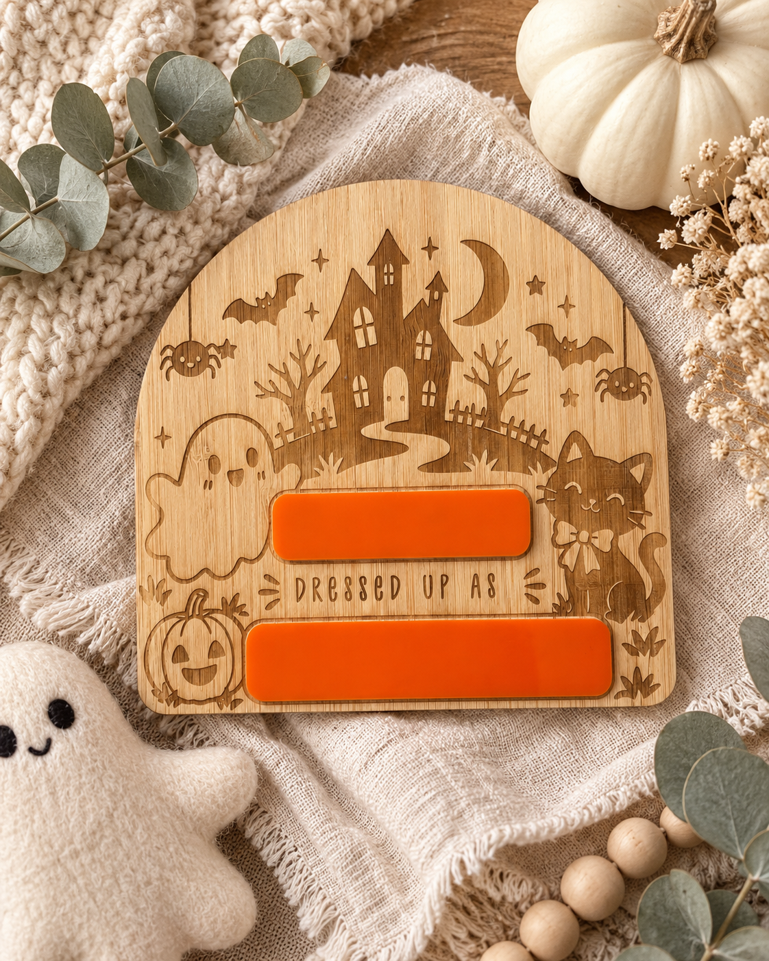 Halloween Costume Milestone Plaque - Spooky House Design