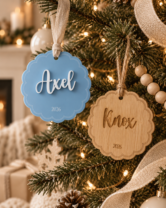Personalised Scalloped Christmas Baubles