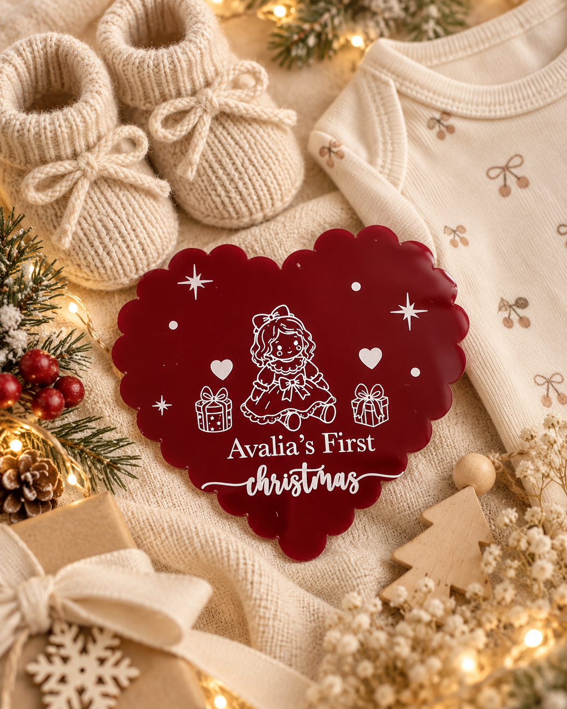 Scalloped heart first Christmas