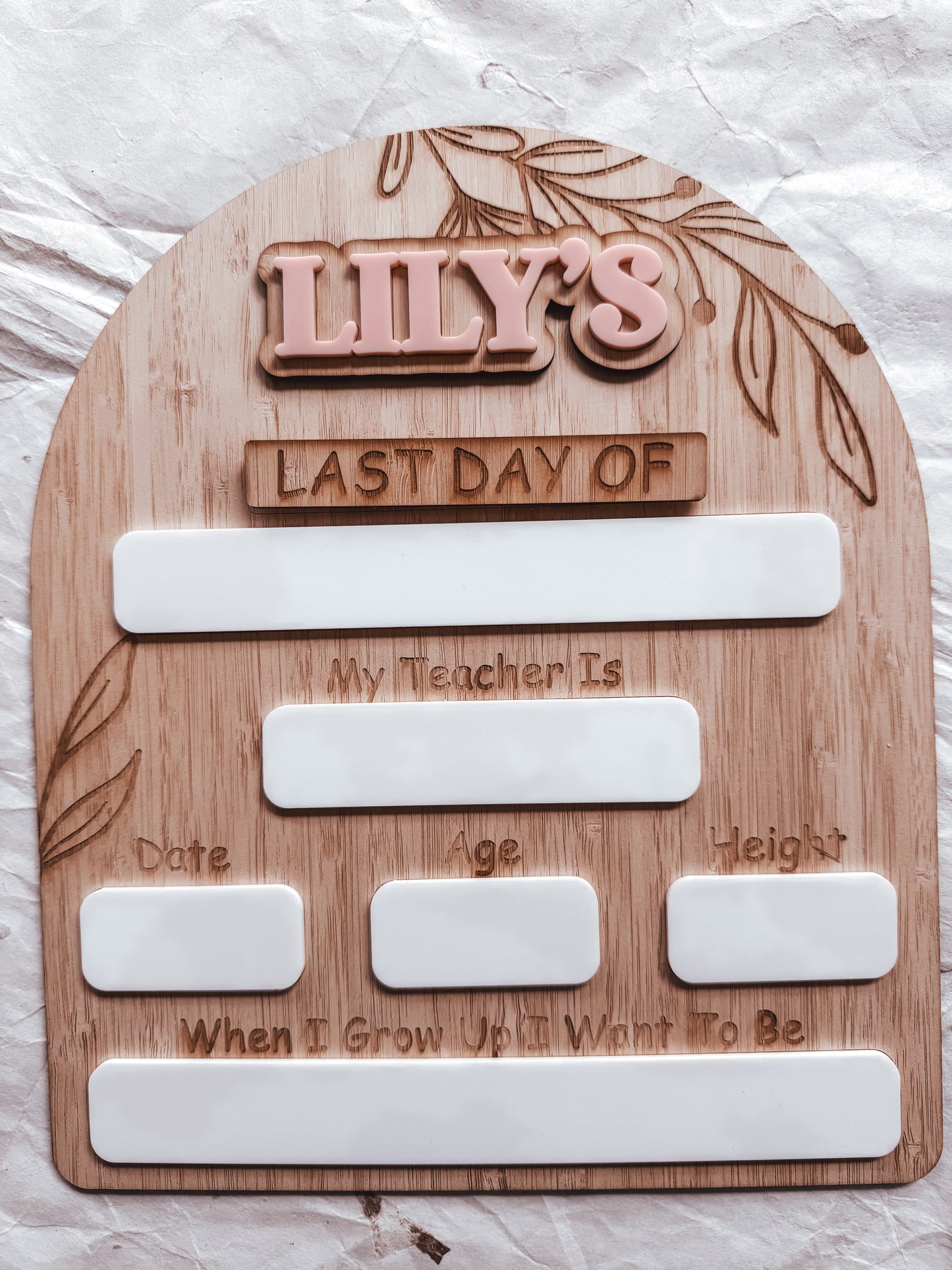 Interchangeable First and Last Day Board - Olive Leaf Design