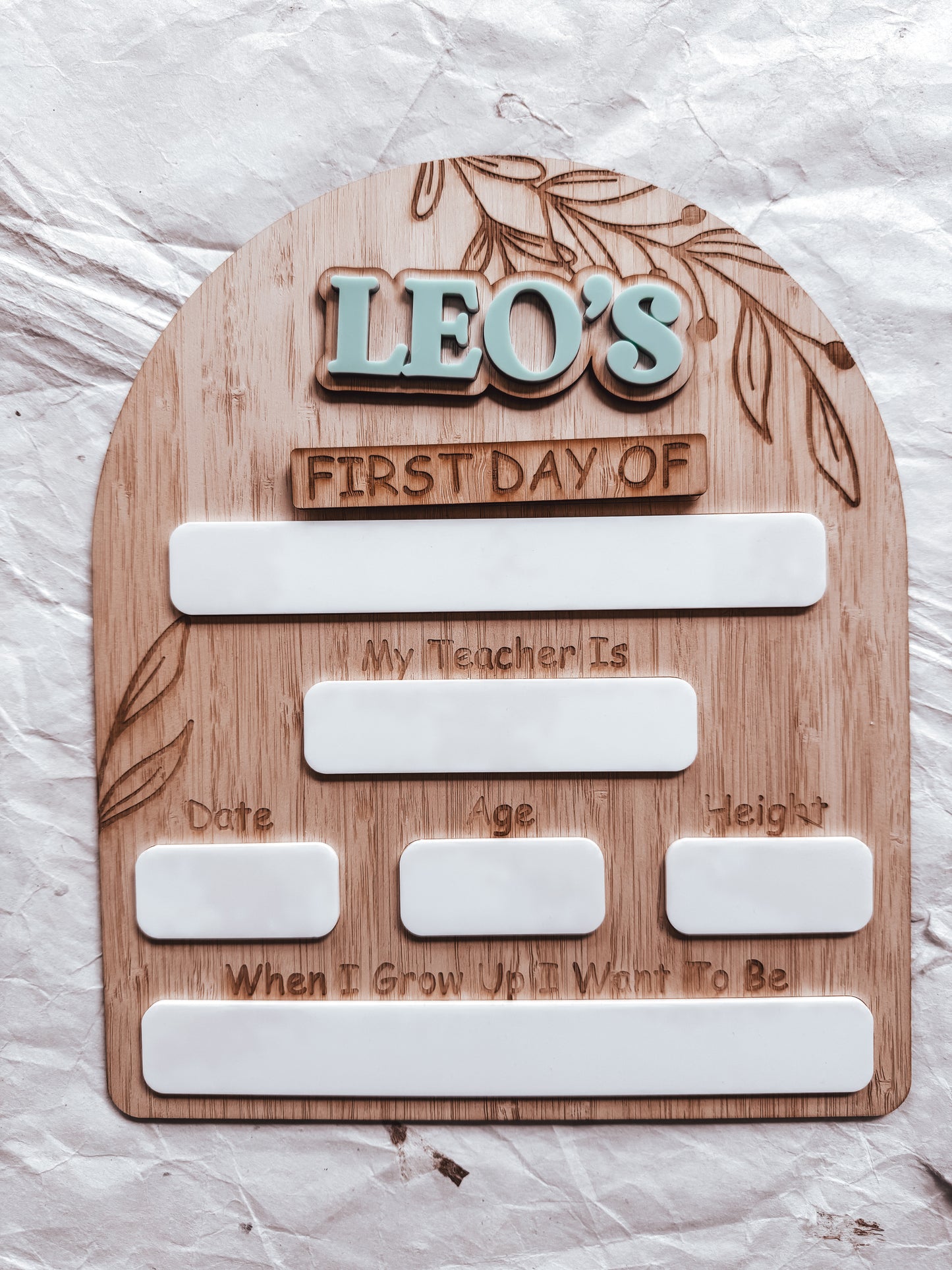 Interchangeable First and Last Day Board - Olive Leaf Design