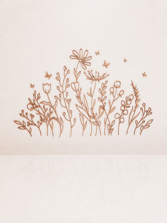 Floral and butterfly wall decal