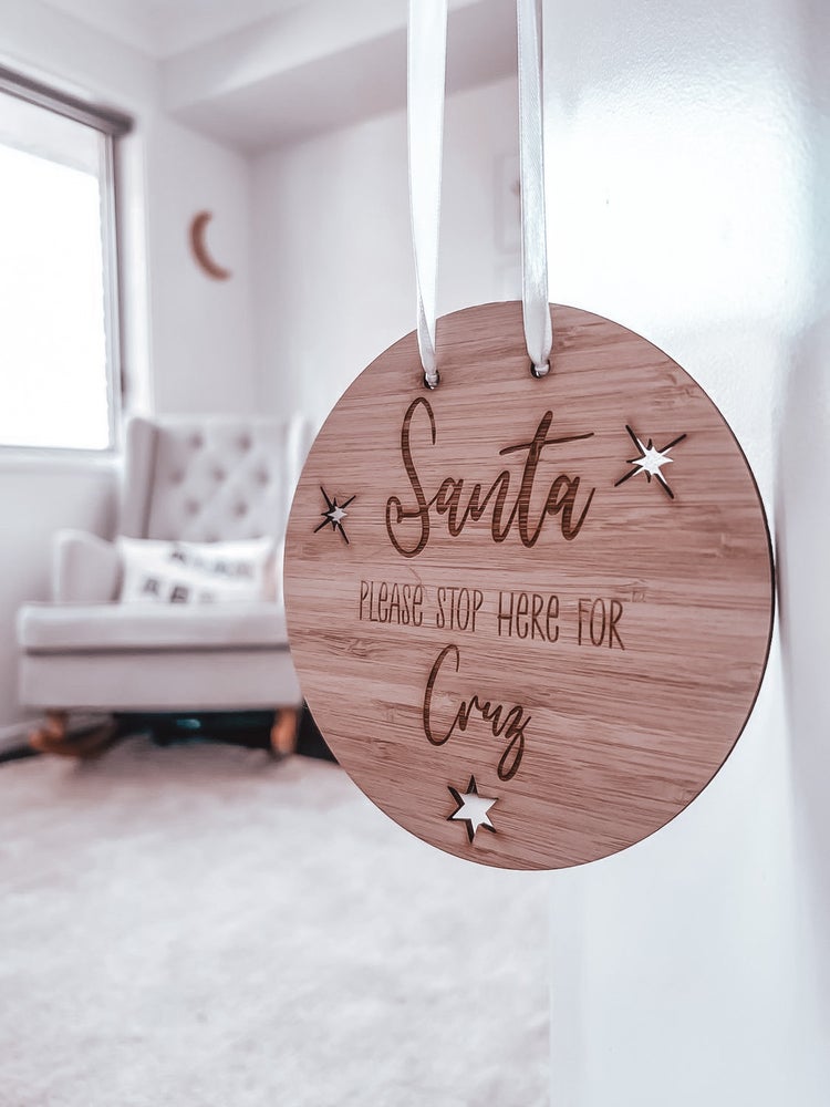 Santa please stop here door hanging